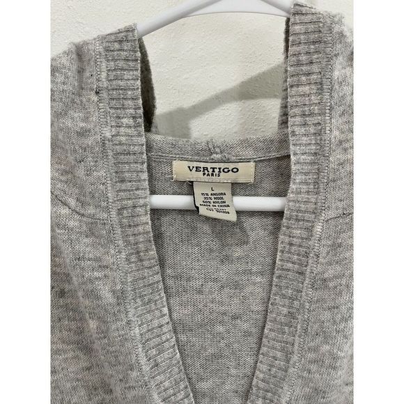 Vertigo Paris Womens Cardigan Sweater V Neck Pullover Gray Angora Wool Large - Picture 4 of 4